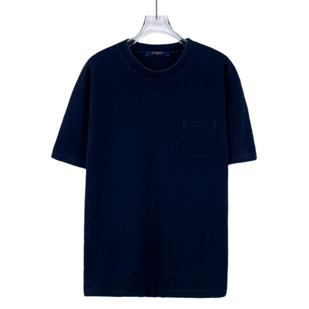 CM0453 Louis Vuitton Navy Textured Short Sleeve T-Shirt With Chest Pocket